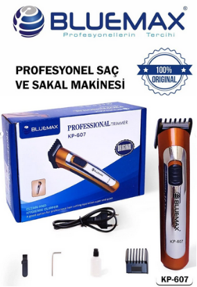 Bluemax KP-607 Şarjlı Tıraş Makinesi — Saç ve Sakal Kesim, Profesyonel Kullanım resmi
