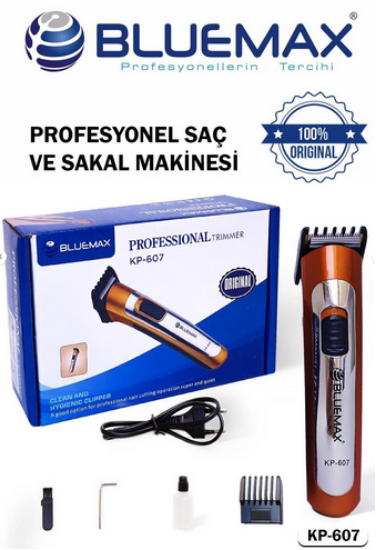 Bluemax KP-607 Şarjlı Tıraş Makinesi — Saç ve Sakal Kesim, Profesyonel Kullanım resmi