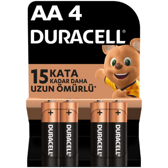 Duracell AA Kalem Pil — Uzun Ömürlü, Güçlü Performans 4'lü Paket resmi