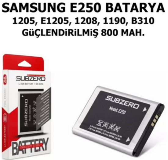 Subzero Samsung E1205 Batarya — Uzun Ömürlü, Yüksek Performanslı Yedek Pil resmi