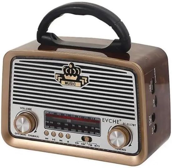 Evche EC-2117BT Klasik Radyo — Bluetooth Destekli, Retro Tasarım, Çoklu Fonksiyon resmi