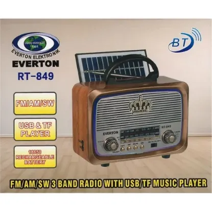 Everton RT-849 Nostaljik Radyo — Bluetooth, USB, TF Kart & Solar Şarj Desteği ile resmi