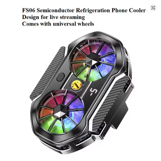 Fioplus FS-06 Çift Fanlı LED Telefon Soğutucu — 5V / 2A, 3.000-6.000 RPM, Şarj Edilebilir resmi