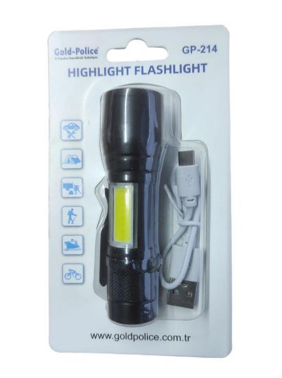 Gold Police GP-214 Mini El Feneri — Kompakt & Yüksek Işık Gücü resmi
