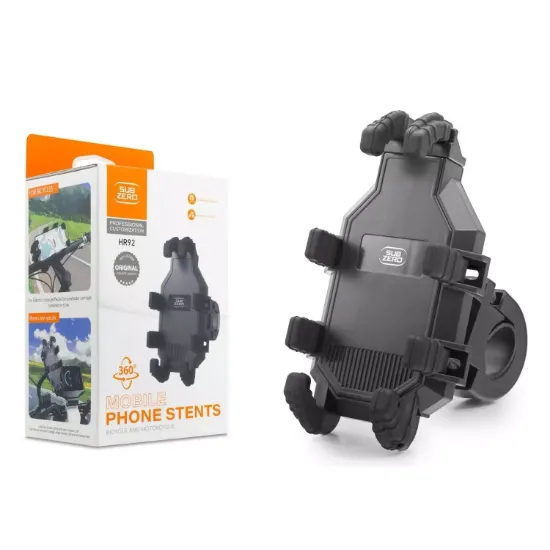 Subzero HR92 / HR-Serisi Premium Motosiklet Telefon Tutucu — 360° Döner Metal Gövde resmi