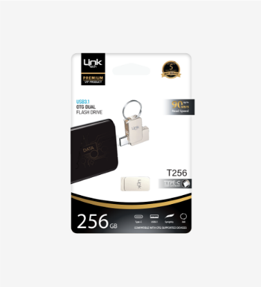 Linktech LOF-T256 Premium Dual 90 MB/s 256 GB Type-C USB OTG Flash Bellek resmi